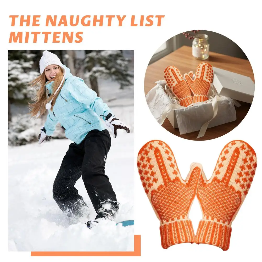 

Термальные варежки The Naughty List, забавные зимние перчатки с игривым секретом, уютный трикотаж для женщин, активный отдых на свежем воздухе