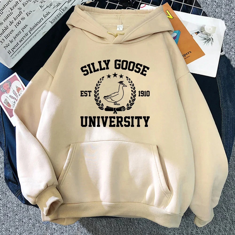 Unisex Autumn Winter Hip Hop Casual Vintage Pullovers Sweatshirts Silly Goose University Hoodie Women Aesthetic Graphic Hoodies