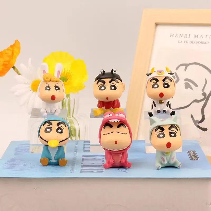 Set di Action Figure di Crayon Shin Chan, Statuette Kawaii Giapponesi da Collezione, Giocattoli da Film, Regali per Bambini