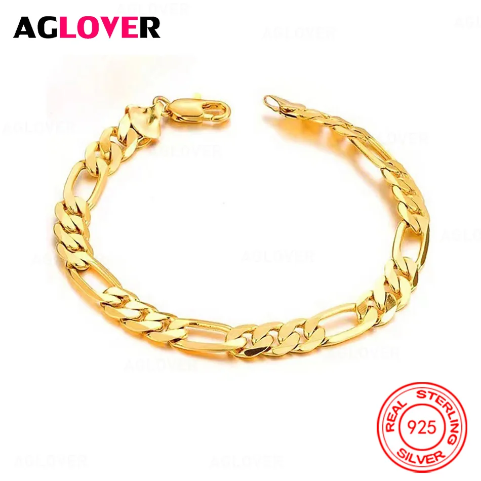 AGLOVER 925 Sterling Silver 8MM 3 in 1 Bracelet Cute Fashion Women Gift Jewelry