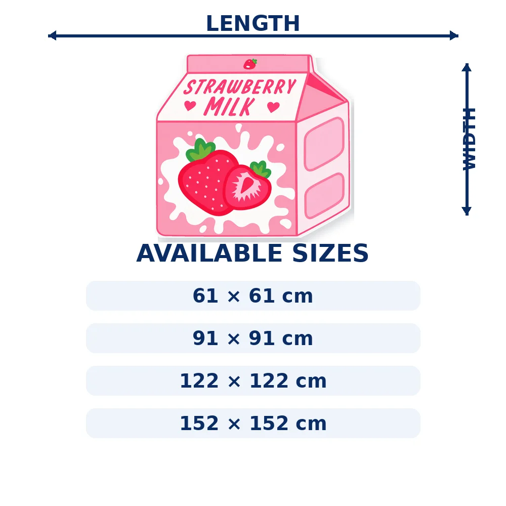 Pink Strawberry Milk Carton Shaped Area Rug, Flannel Floor Mat for Kitchen, Bedroom, Living Room, Entryway and Home Decor