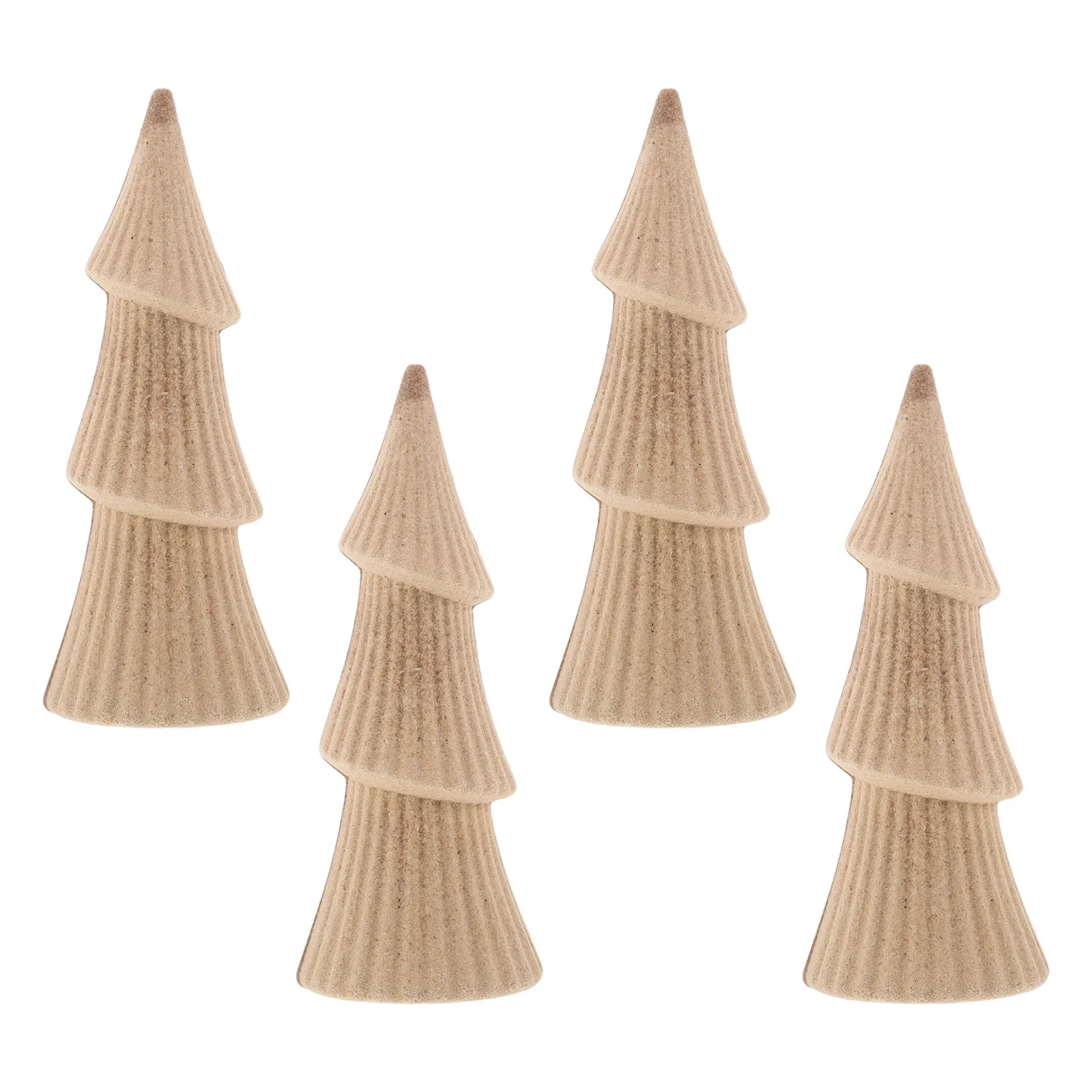 

4Pcs Wooden Christmas Tree Unpainted Natural Wood DIY Miniature Holiday Tabletop Decoration Wood Christmas Tree Ornament