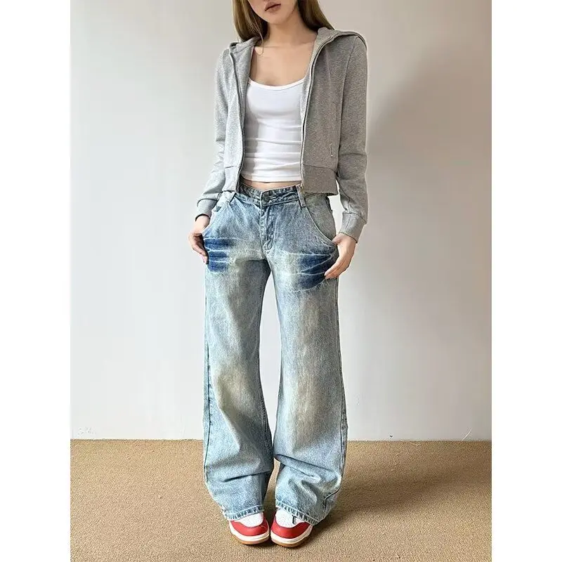 

Винтажные мужские джинсы Waed American Street Sle, прямые свободные длинные брюки High Street Vibe, молодежные модные хлопковые полиэтиленовые брюки...