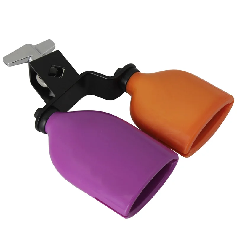 Cowbell bicolor para bateria, instrumentos de percussão, tons altos e baixos, kit de sino duplo montado, tamanho médio