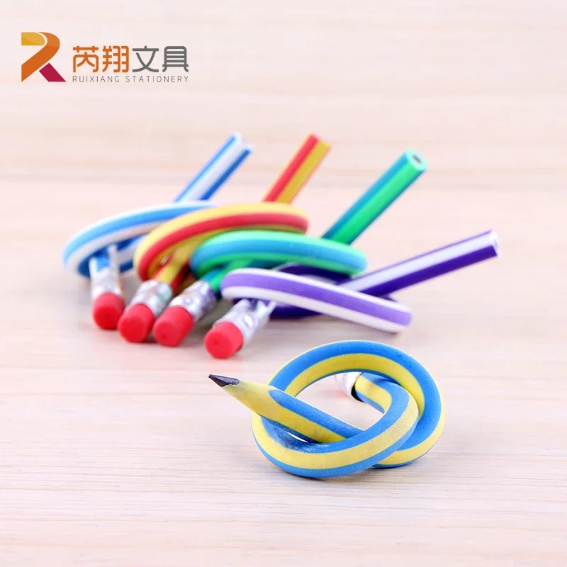 Lápiz Flexible con goma de borrar para estudiantes, papelería linda de Corea, colorido, escuela, uso de oficina, 5 piezas