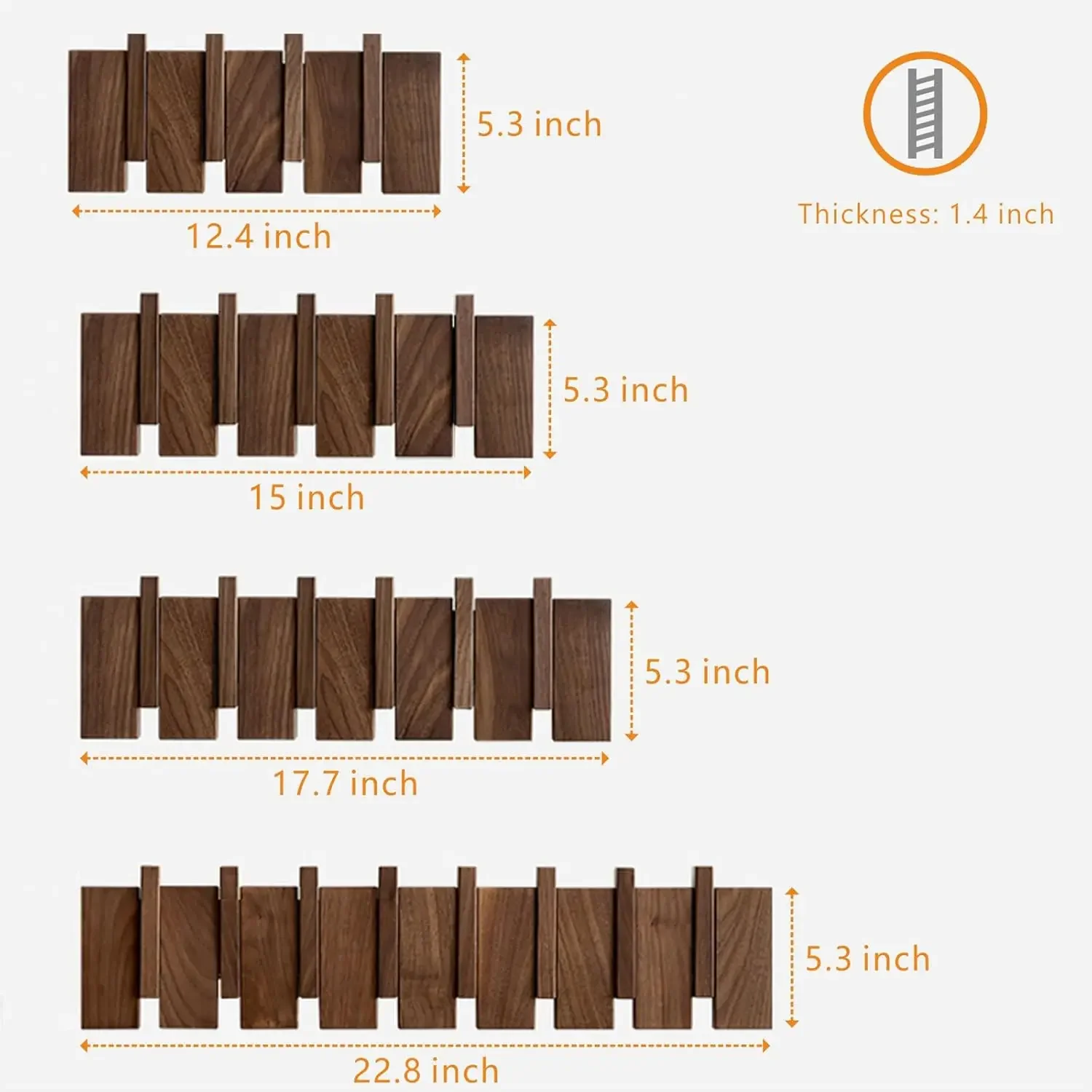 Wood Coat Rack Wall Mount Wall Hanger Keys Hanger Beech Walnut Door Hook Hat Organizer Porch Entry Door Hanger HOME DECOR 3