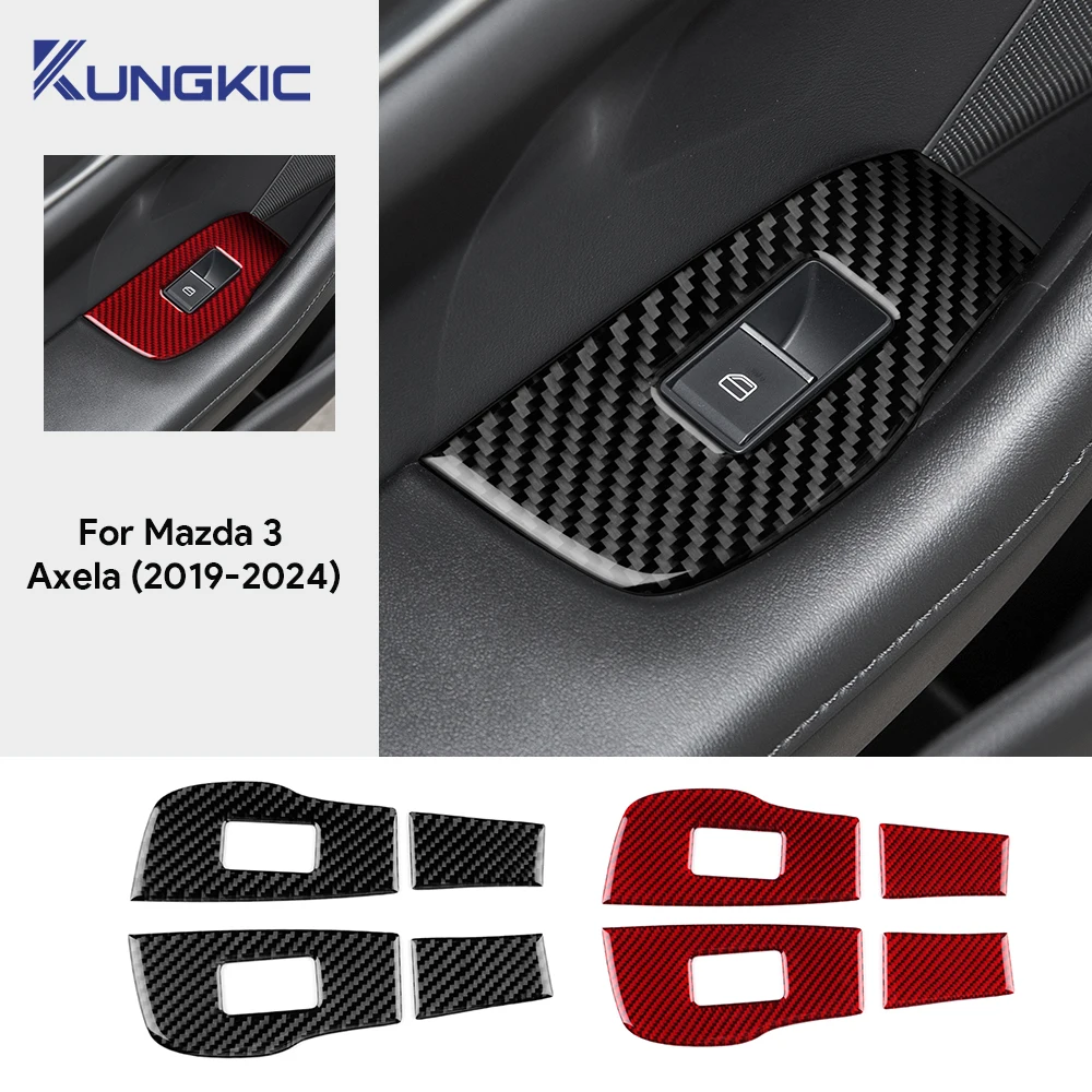 

Real Soft Carbon Fiber Car Rear Door Window Lifting Frame Panel Sticker For Mazda 3 BP Axela 2019 2020 2021 2022 2023 2024 2025