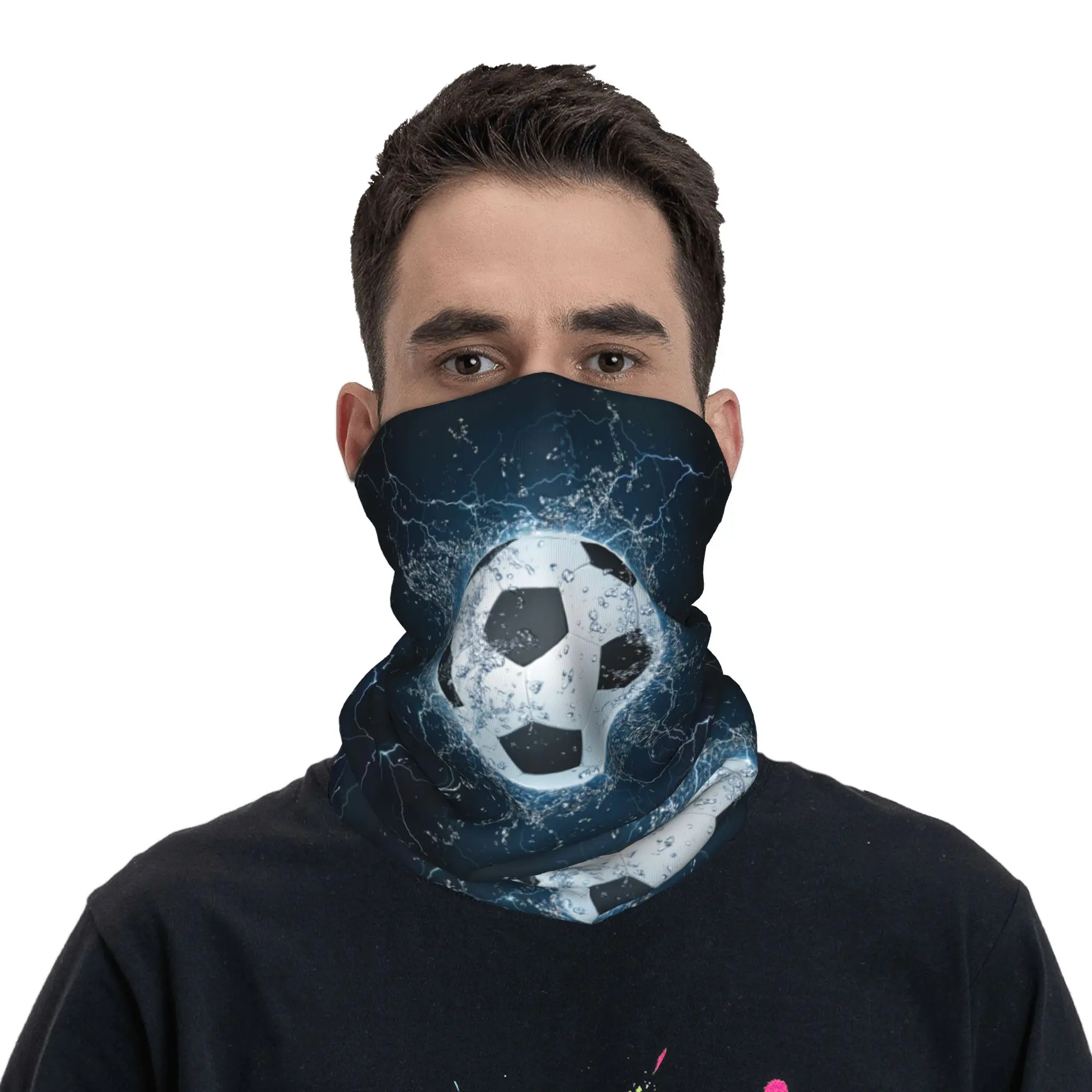 Soccer Ball Bandana Neck Cover Printed Football Sports Wrap Scarf Multi-use Balaclava Hiking Unisex Adult Washable