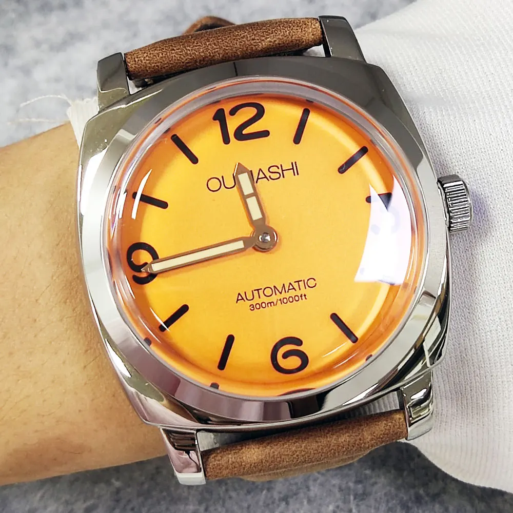 46 มม.นาฬิกาผู้ชาย ST3600 กลไกแบบแมนนวล,ปรับแต่งสัญลักษณ์กระจกแร่ ST3600 นาฬิกาผู้ชายวินเทจ