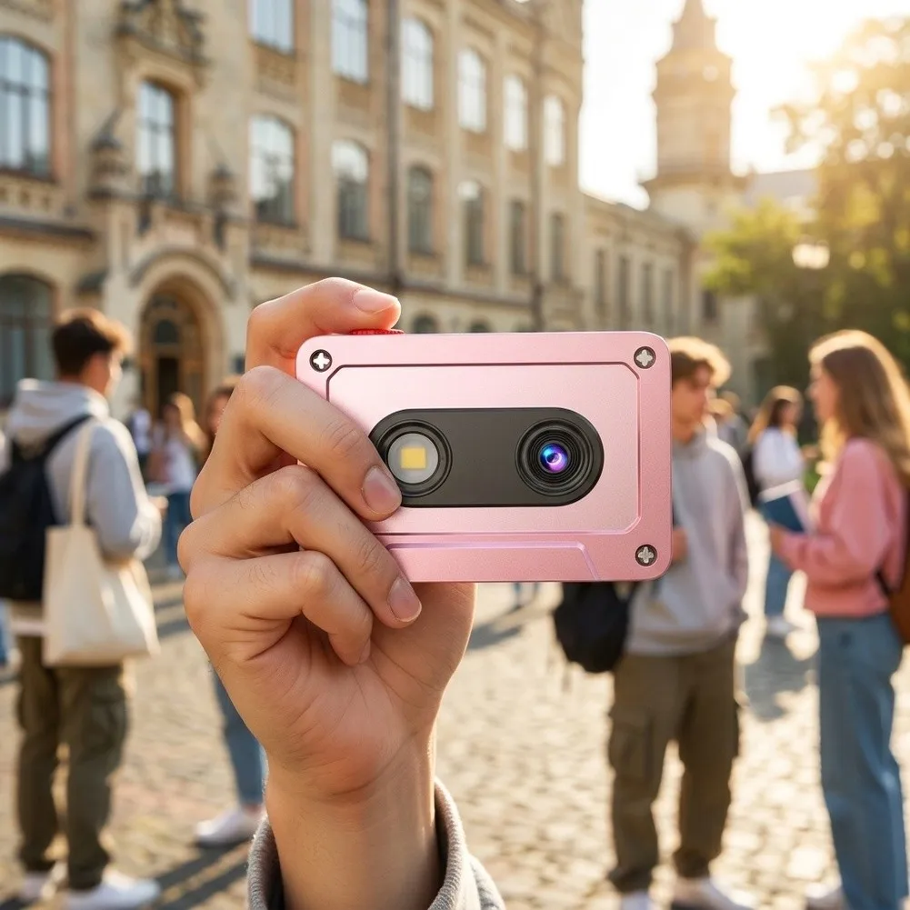 Retro style camera with 0.96 inch LCD 12 megapixel photos 1080P video ABS material compact size USB 2.0 TF card slot