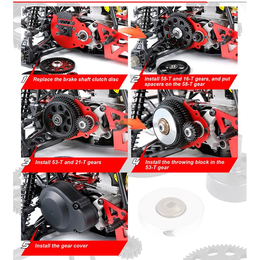 AC52-Two-Speed Transmission Gear Set For GTB Racing Hpi ROFUN ROVAN KM Baja 5B/5T/5SC RC CAR Toys PARTS