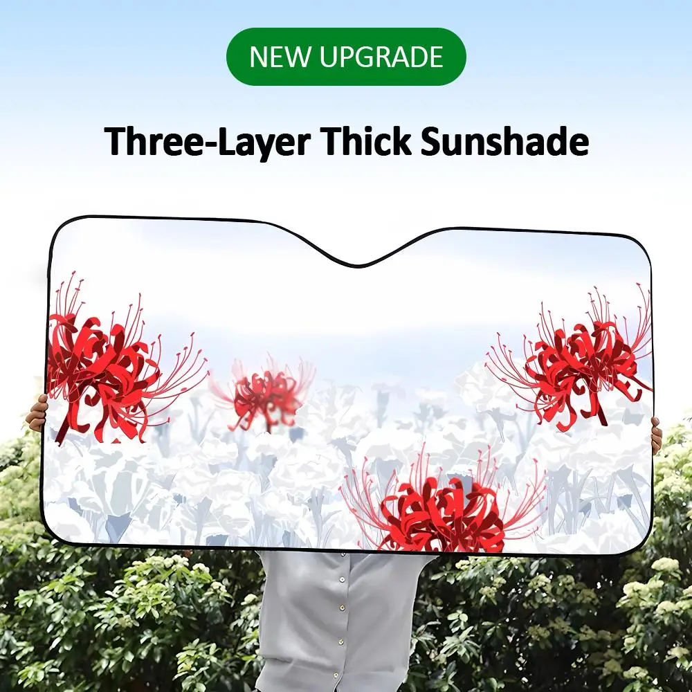

Vibrant Poisonous Red Spider Lily Lycoris Sun Visor Daily Car Sun Visor Aluminum Foil Heat Insulation UV Protection