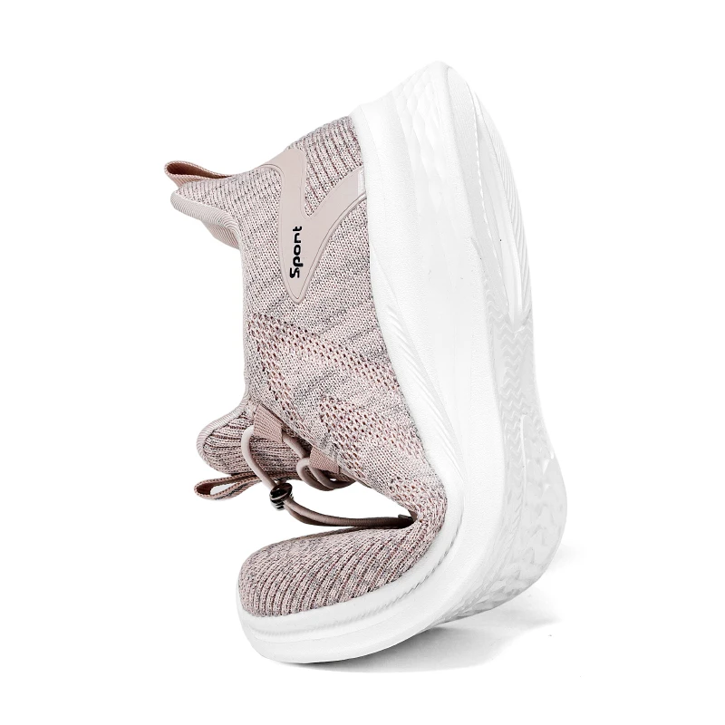 STRONGSHEN Women Shoes Spring and Autumn Flying Woven Wear-resisting Non-slip Walking Shoes Breathable Casual Shoes Mother Shoes