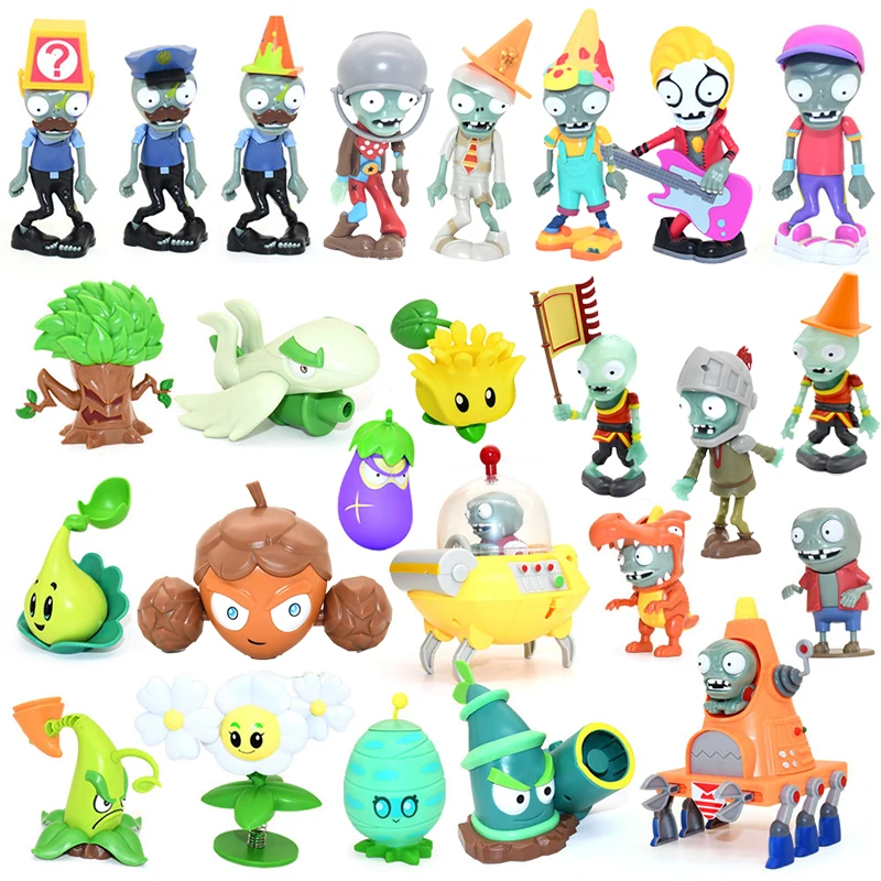 PLANTS VS ZOMBIES Toys Action Figures New Roles Peashooter Monk Conehead Bucket Pirate Cowboy Zombie for Children Birthday Gifts