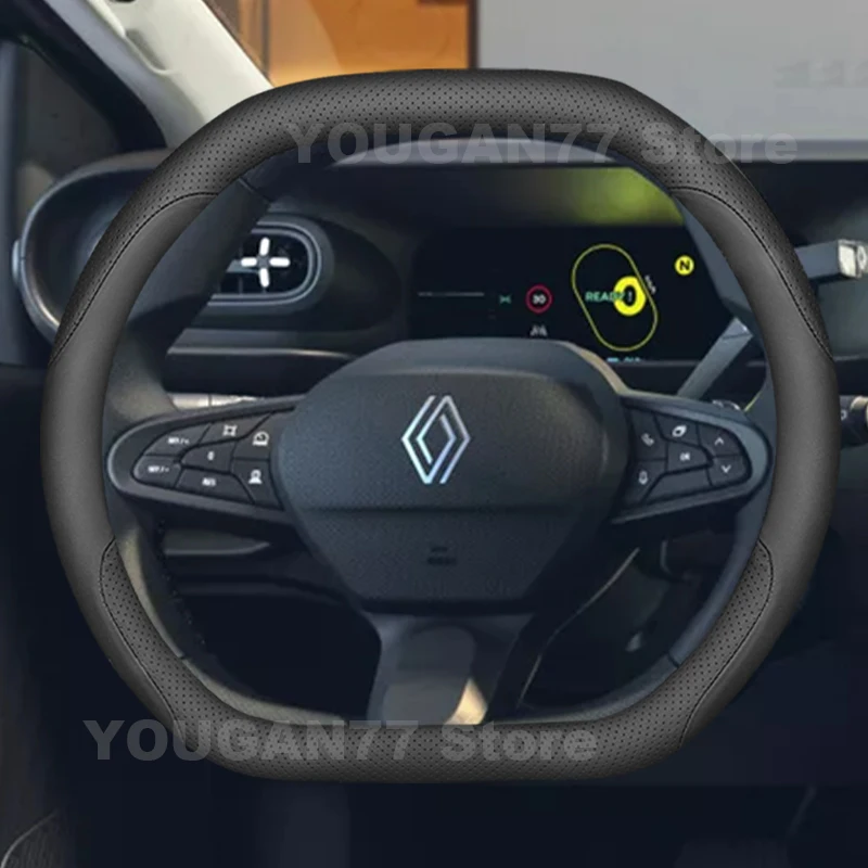 Leather Car Steering Wheel Cover For Renault 5 E-Tech 2025 2026 Auto Interior Renault Austral E-Tech Hybrid Accessories 2025