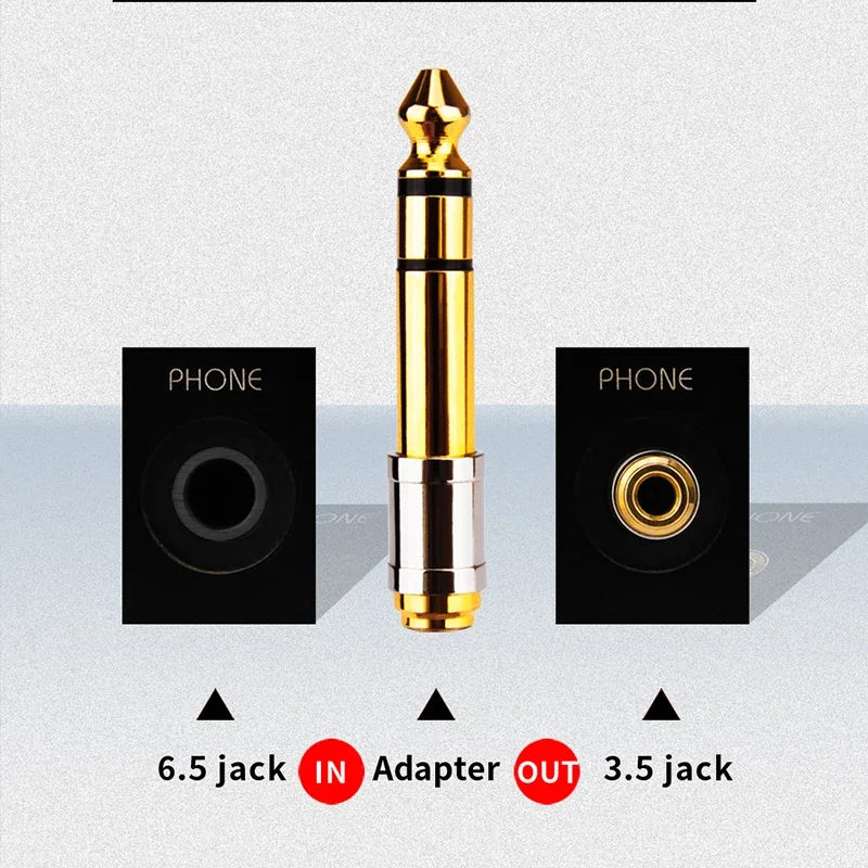 YYTCG Adapter audio z wtyczką męską 6,5 na żeńską 3,5 6,5 mm męski na AUX żeński na Jack Stereo Adapter audio do telefonu komórkowego