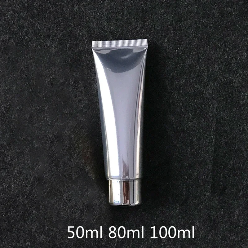 

50g 80g 100g Aluminum Plastic Silver Soft Bottle Refillable Squeeze Tube Makeup Lotion Cream Container 50ml 80ml 100ml