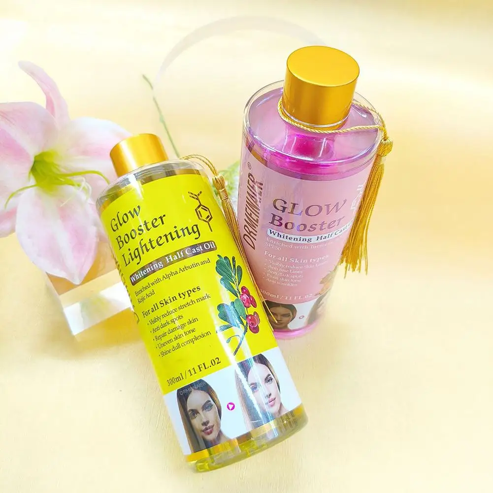 300ml Glow Booster Body Brightening Half Cast Massage Oil,Arbutin Kojic Acid Skin Correcting Meridian SPA Relaxation Care Serum