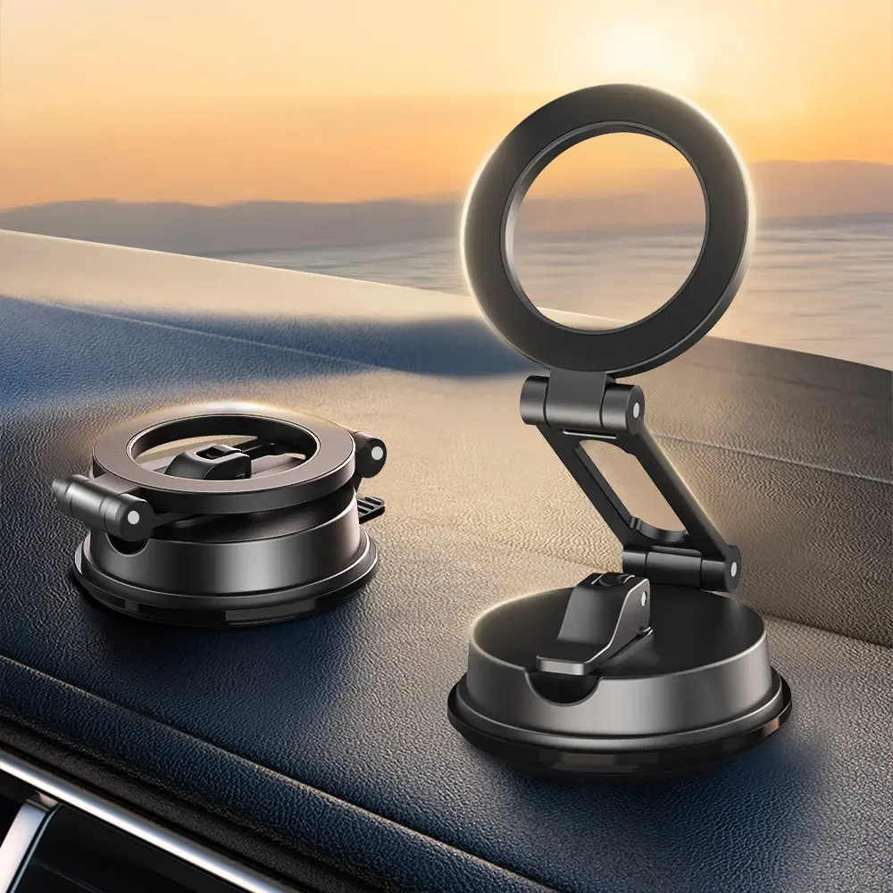 Dashboard MagSafe Car Mount All-Metal Folding Magnetic Phone Holder for Car 360° Rotation Strong Magnet Car Mount For iPhone 16
