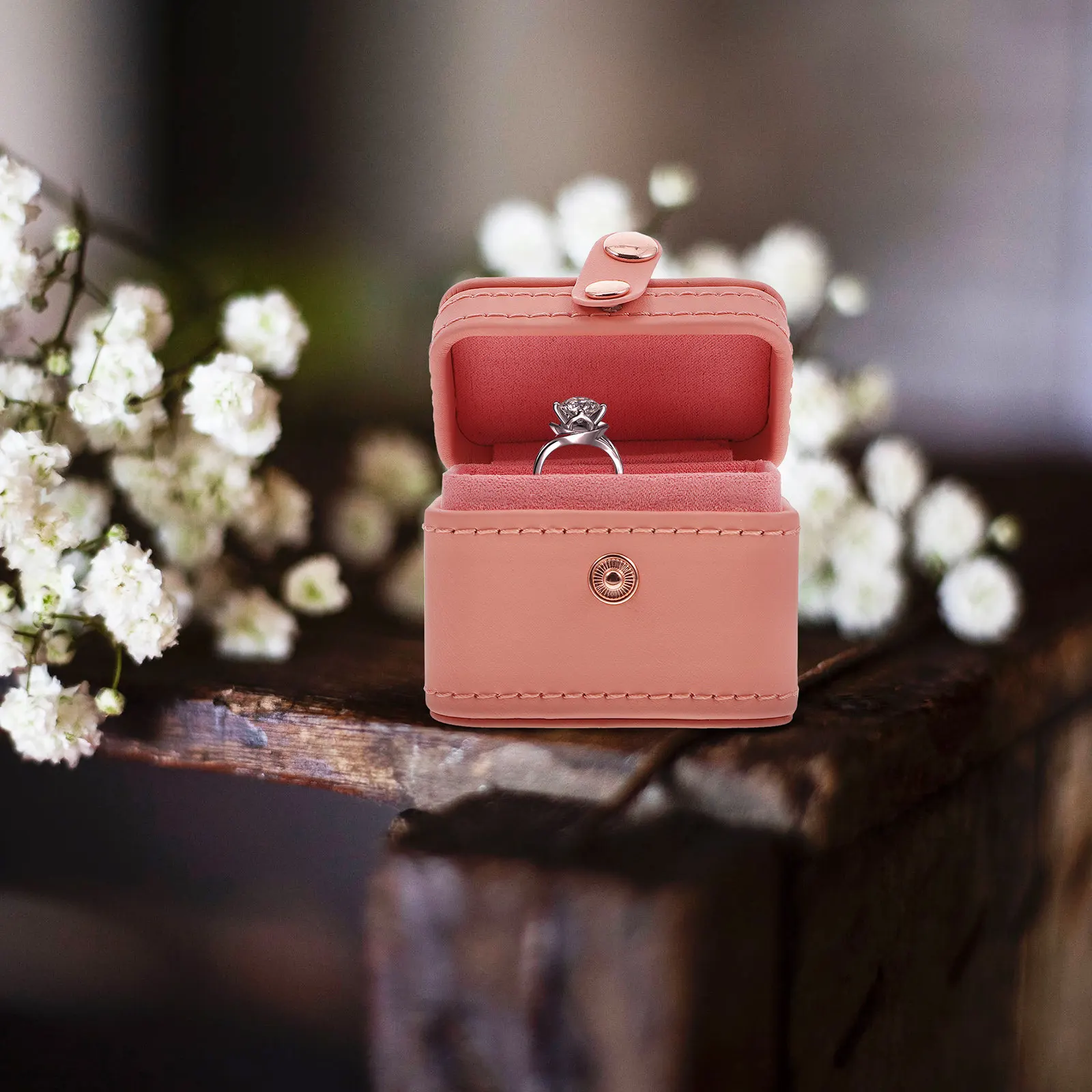 

Mini Ring Box PU Lint Interior Ring Storage Case Stylish Decorative Jewelry Organizer for Weddings Anniversaries Valentine's Day