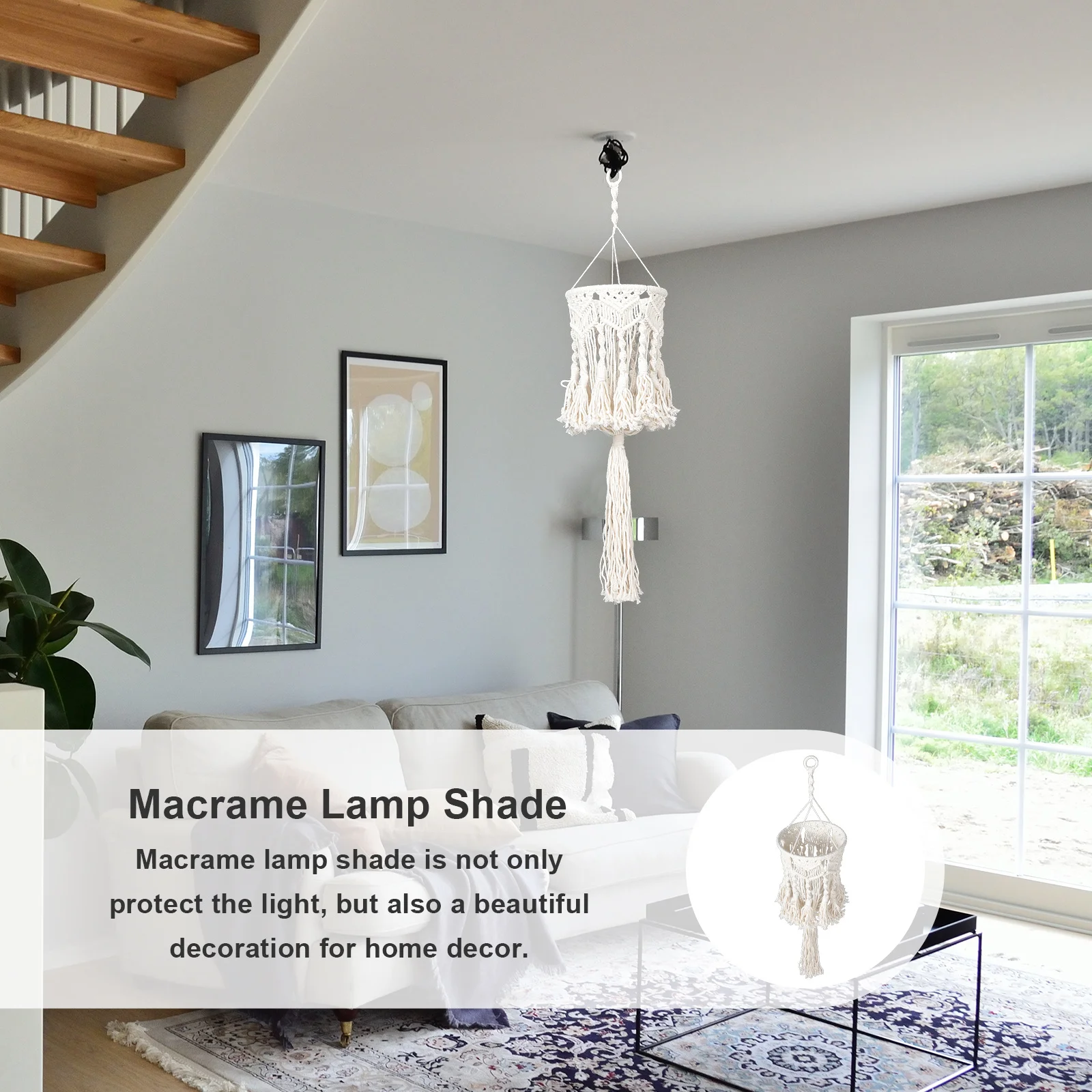 

Абажур из макраме, хлопковый подвесной абажур с кисточками, потолочный подвесной светильник, богемный декор для дома, ресторана, абажур из макраме