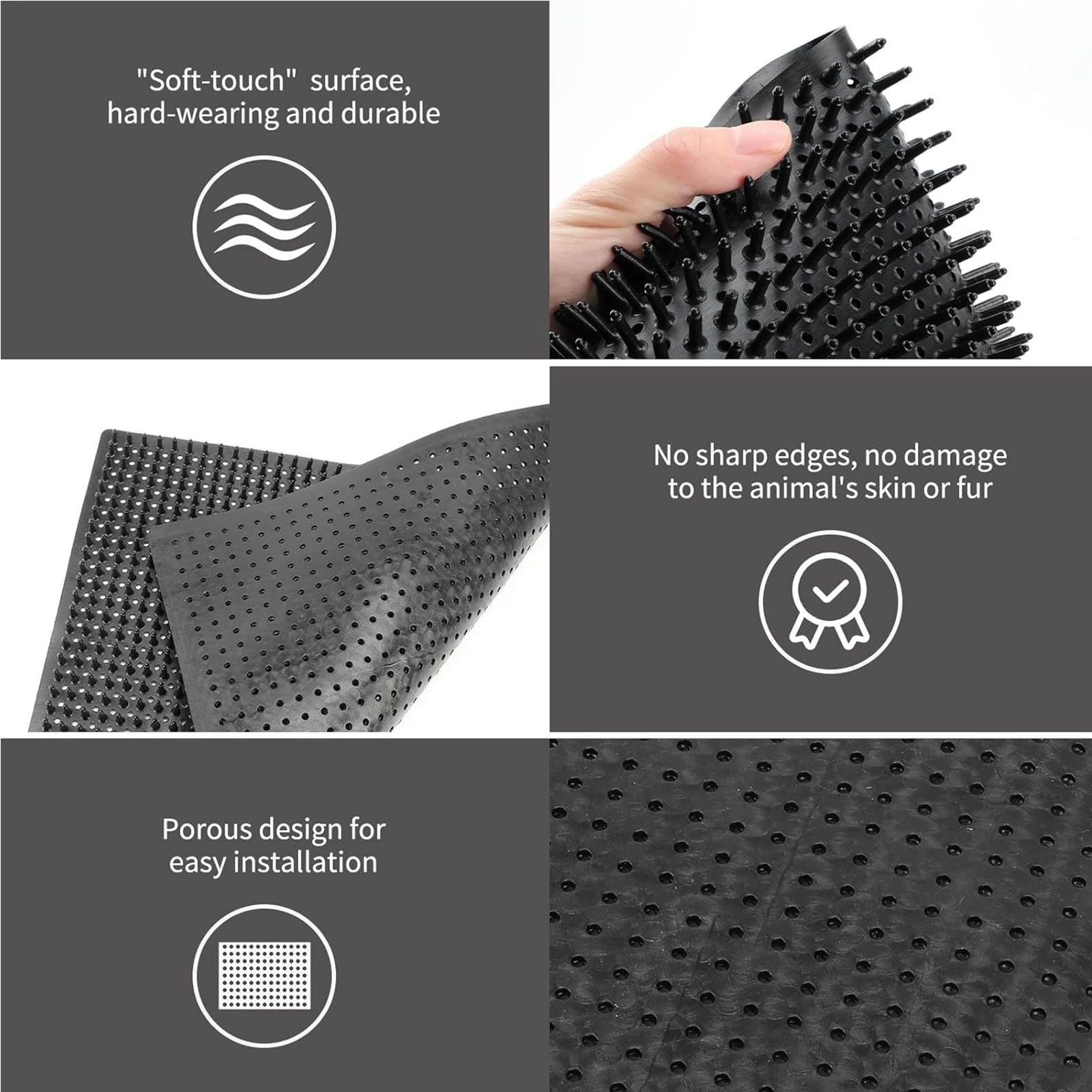 Cow Scratcher Grooming Shedding Anti-Itching Horse Cow Scratcher Horse Scratching Post Pad for Cattle Cow Dog Sheep Farm Barn