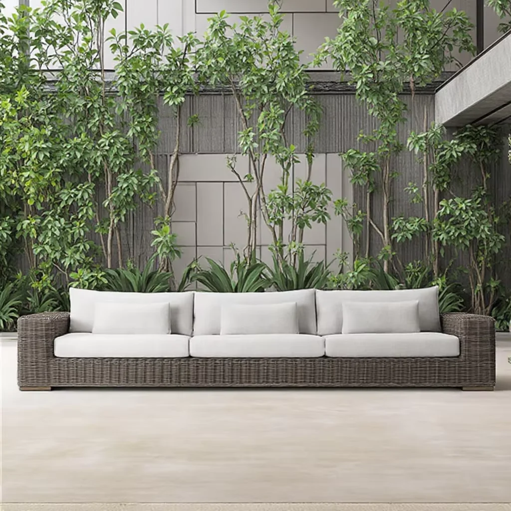 # Luxury Living All Weather Patio Furniture Round Wicker Three Seat Sofa