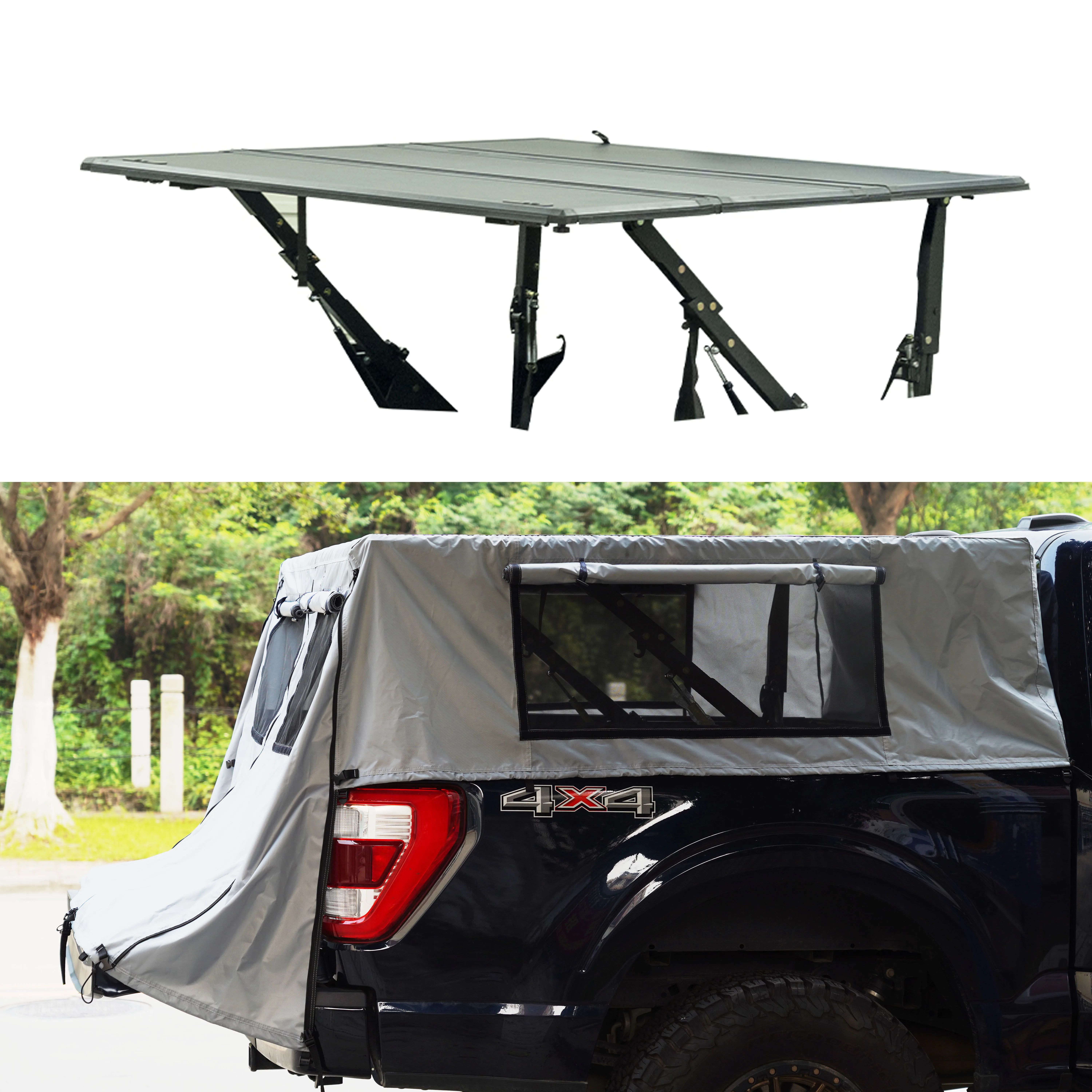 New Pickup Folding tonneau cover 4x4 accessories hard Lift-up tri-fold nissan bed cover For Nissan narava