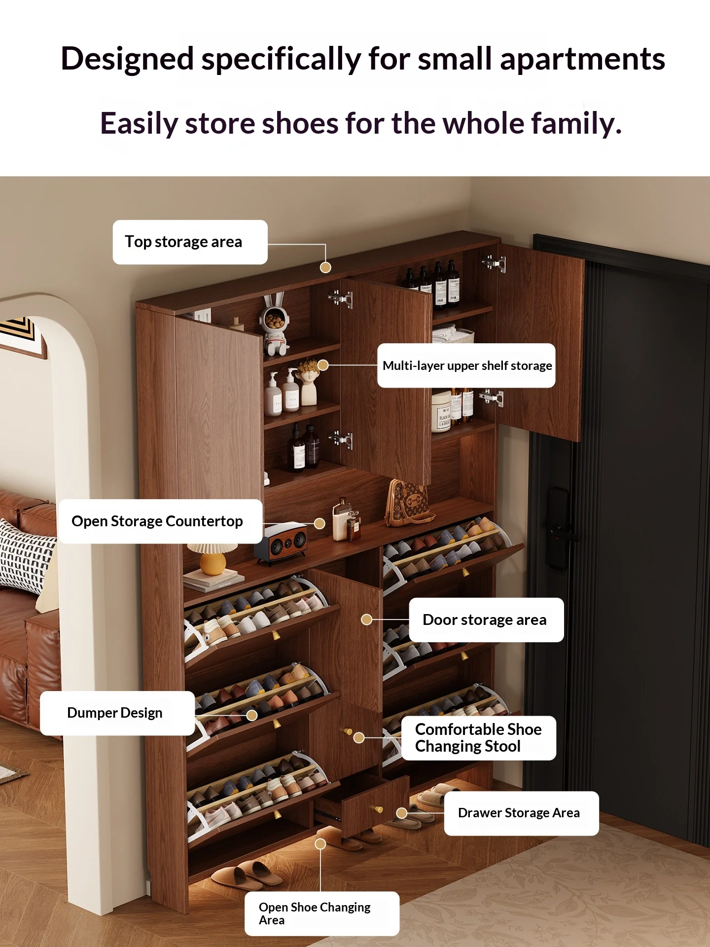 *Ultra-thin Shoe Cabinet, Integrated with Entryway Shoe Stand, Wall-mounted Entrance Hall Shoe Rack for Home Use