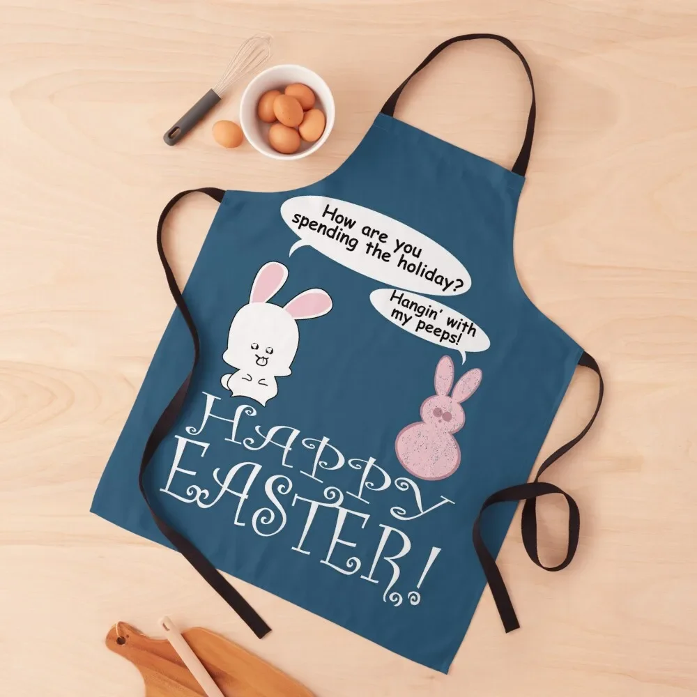 

Punny Easter Meme - Hanging with My Peeps Apron For Woman Restaurant household woman Useful Things For Kitchen Apron