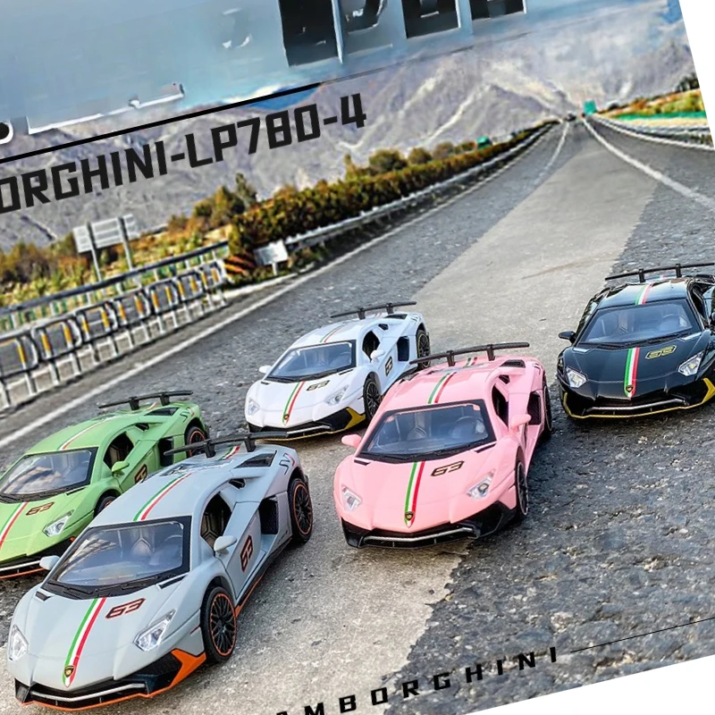 

1:32 track sports car LP780 simulation car model pull back toy car, boy gift tabletop ornament