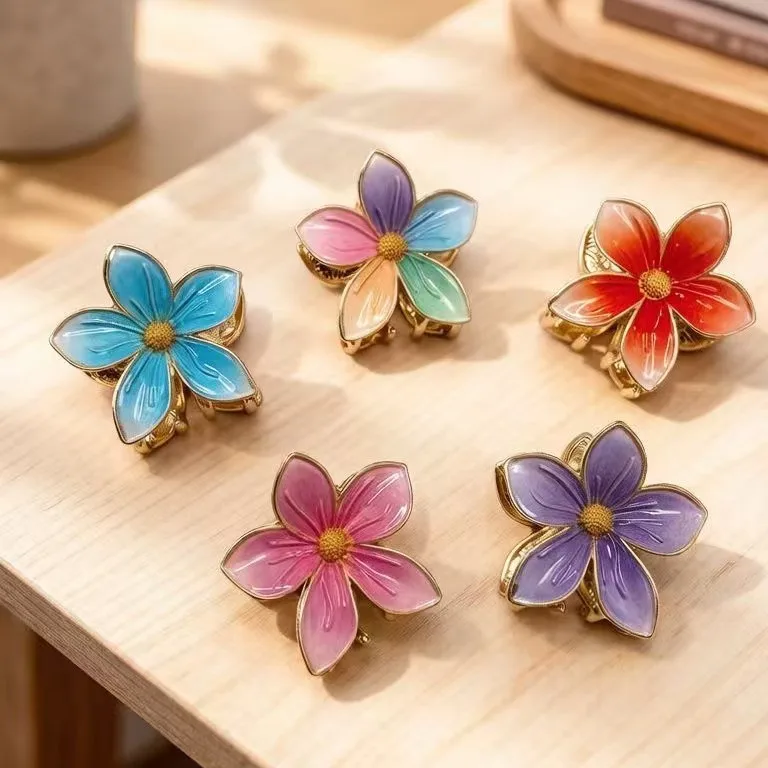 Fresh Style Metal Flower Hair Claw Clip Medium Alloy Shark Clip Women Elegant Back‑Head Updo Daily Hair Accessories