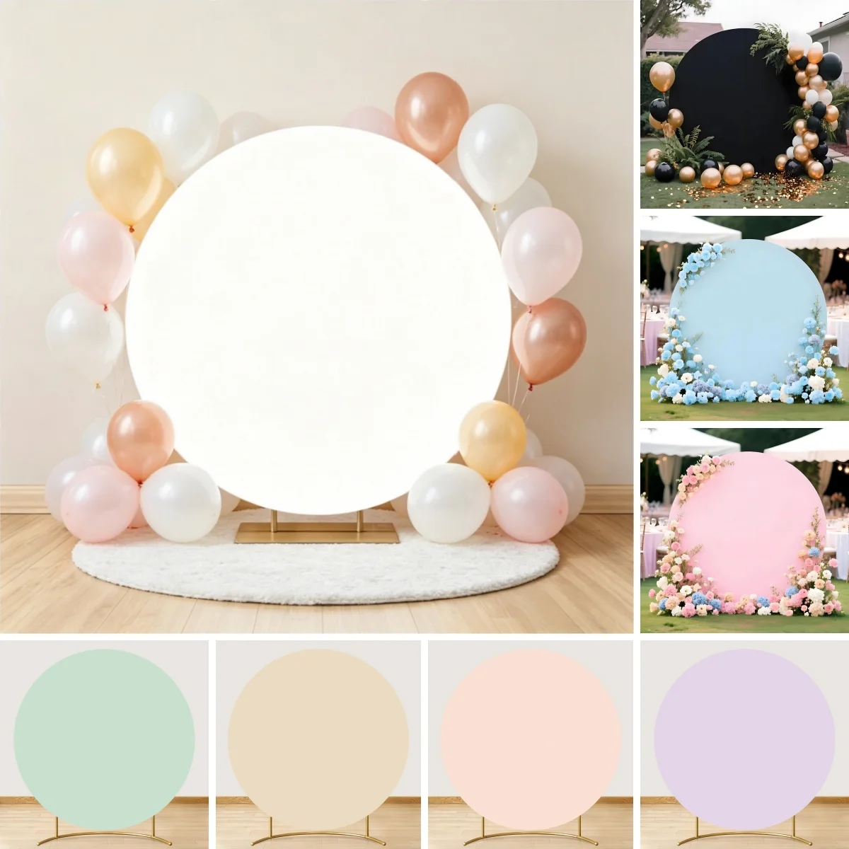 

Solid Color Round Backdrop Cover Wedding Baby Shower Birthday Party Decoration Kids Adult Portrait Photo Round Background Props