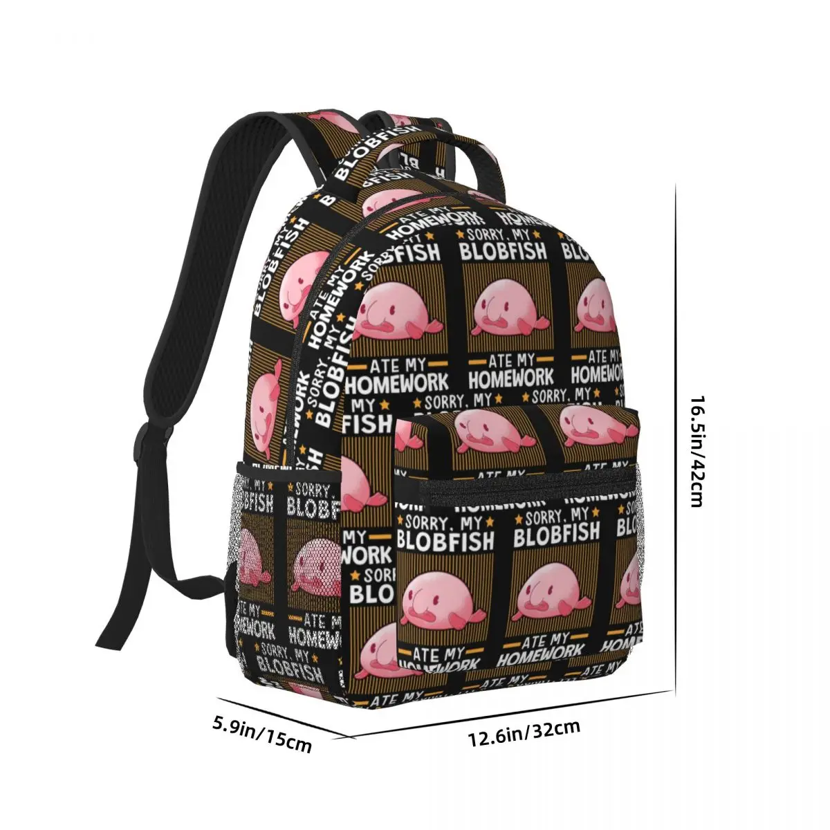 Blobfish Ate My Homework Woman Backpacks Boys Girls Bookbag Casual Students School Bags Portability Laptop Rucksack Shoulder Bag