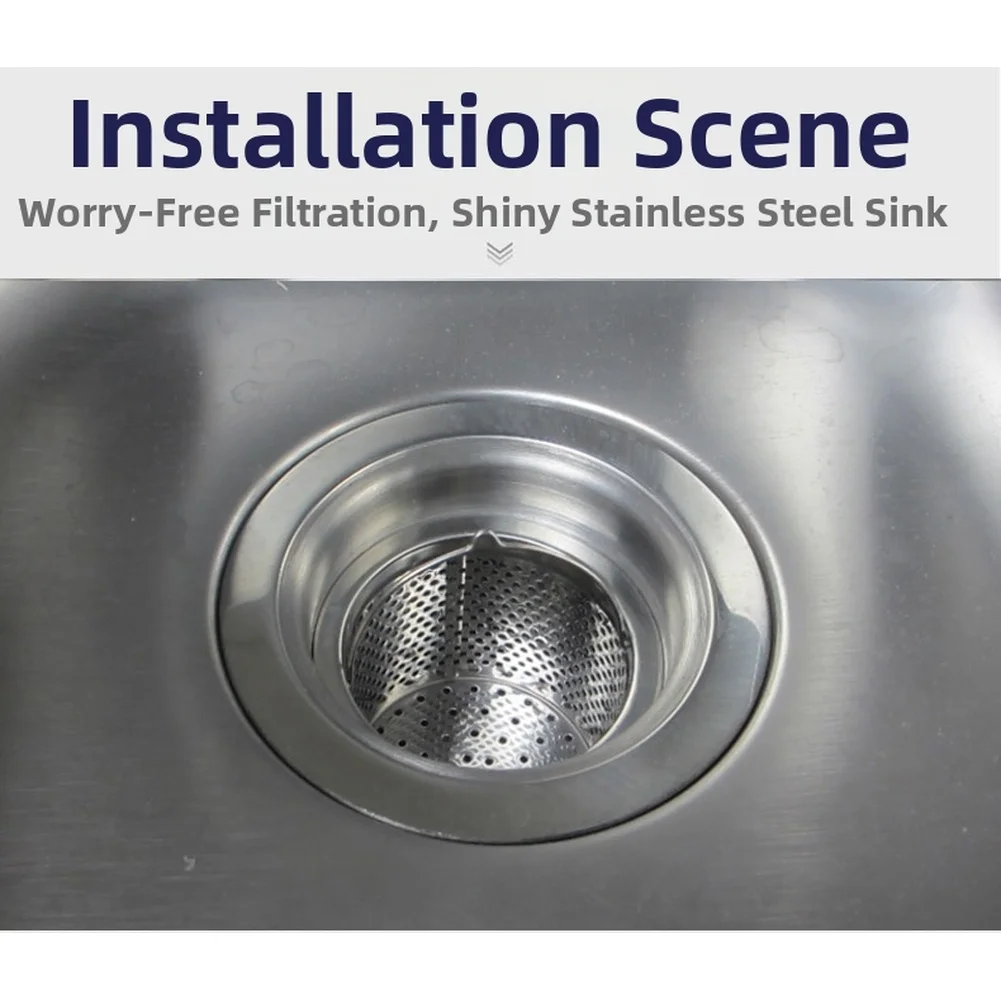 Stainless Steel Sink Strainer Basket with Tight 2mm Mesh Filter to Trap Food Particles While Allowing Fast Water Flow