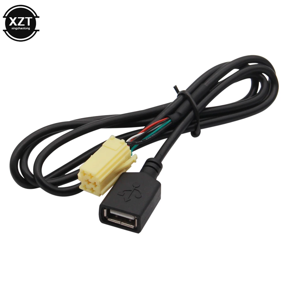 Car MINI-ISO 6 Pin Connector Plug Black USB Adapter Cable AUX function for Fiat 500 ducato doblo Grande Punto 2007 +