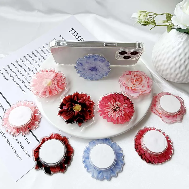 

Acrylic Simulation Flower Sockets Phone Grip holder Folding Grip Tok Bracket GripTok Stand For iPhone 16 pro/max Huawei Xiaomi