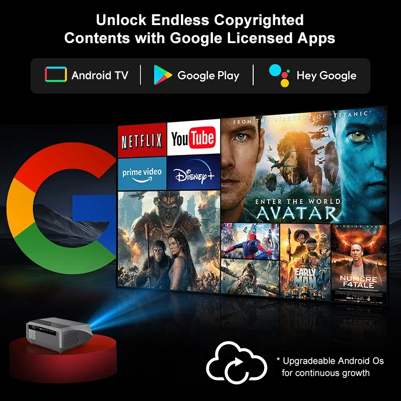 Projektor Google TV Home Theater Full HD 4K