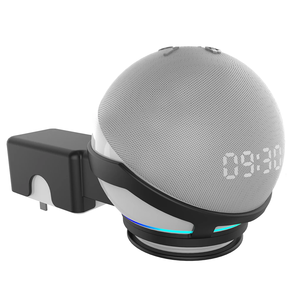 Tomadas de parede Titular para Amazon Echo Dot, Smart Speaker, Espaço-Saving Bracket, Cooling Base, Built-in Cable, Management Outlet, 5 °, 4 °