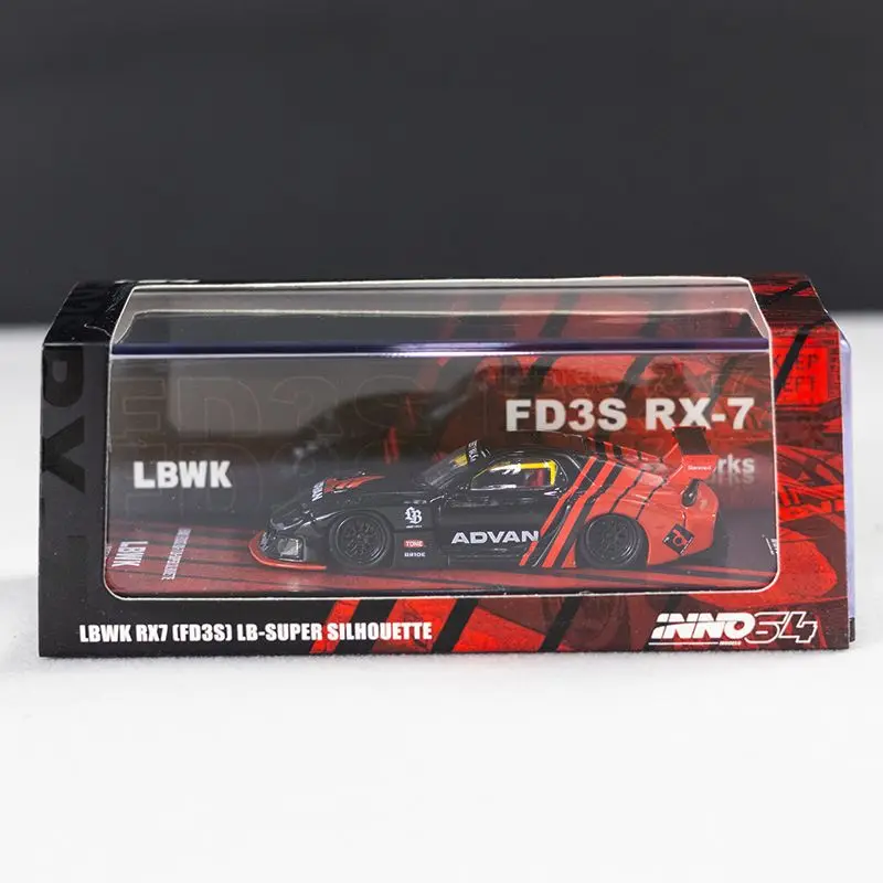 Diecast INNO Schaal 1:64 Mazda RX7 FD3S ADVAN JDM Legering Model Auto Collectible Toy Gift Souvenir Display Ornament