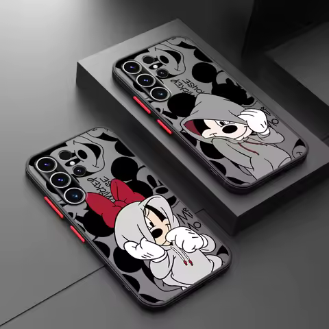 Disney Mickey Cartoon Phone Case for Samsung Galaxy S25 S10 S22 Plus S20 S9 S21 S24 S21 FE S23 Ultra Black Edge Shell