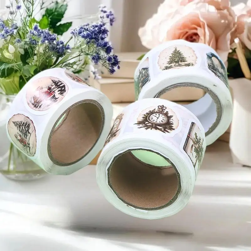 Cartoon Christmas Stickers 250Pcs, DIY Scrapbook Vintage Self Adhesive Luggage Graffiti Decor Decals