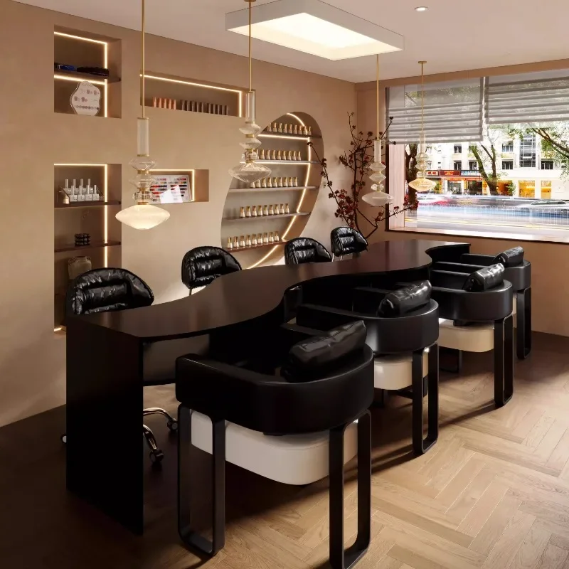 

Funky Black Art Nail Table Makeup Organizers Aesthetic Designer Nail Table Reception Aesthetic Tavolo Manicure Trendy Furniture