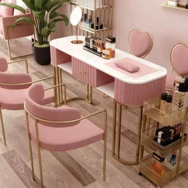 Professional Modern Nail Table Exquisite Receptionist Nordic Design Manicure Table Modern Pink Mesa De Manicure Furniture