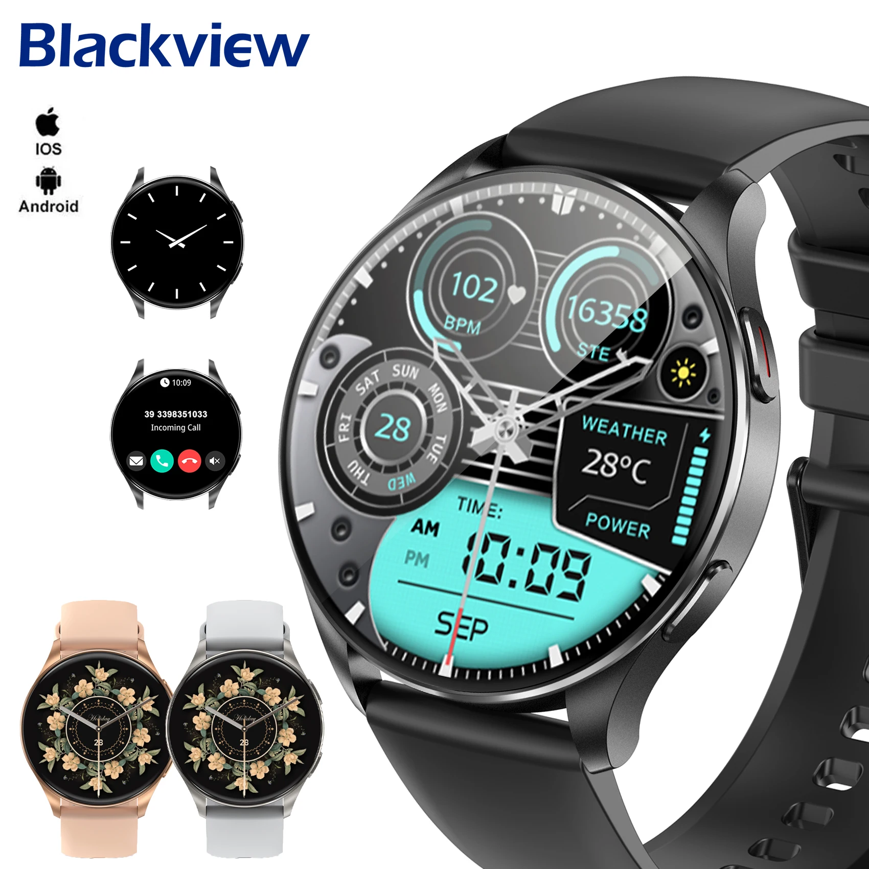 

Blackview 2024, новые умные часы X20, 1,43 дюйма, HD AMOLED-экран, Bluetooth-часы для звонков, мужские и женские часы с отслеживанием здоровья и фитнеса