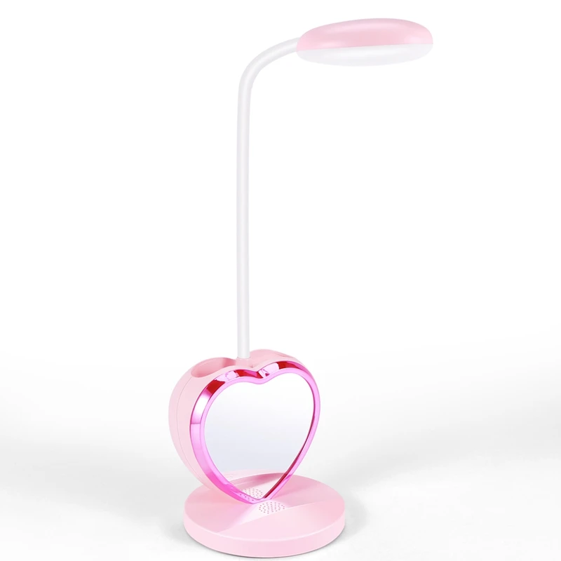 LED Desk Lamp For Girls, Rechargeable LED Desk Lamp With USB Charging Port & Pen Holder, Eye-Caring Dimmable