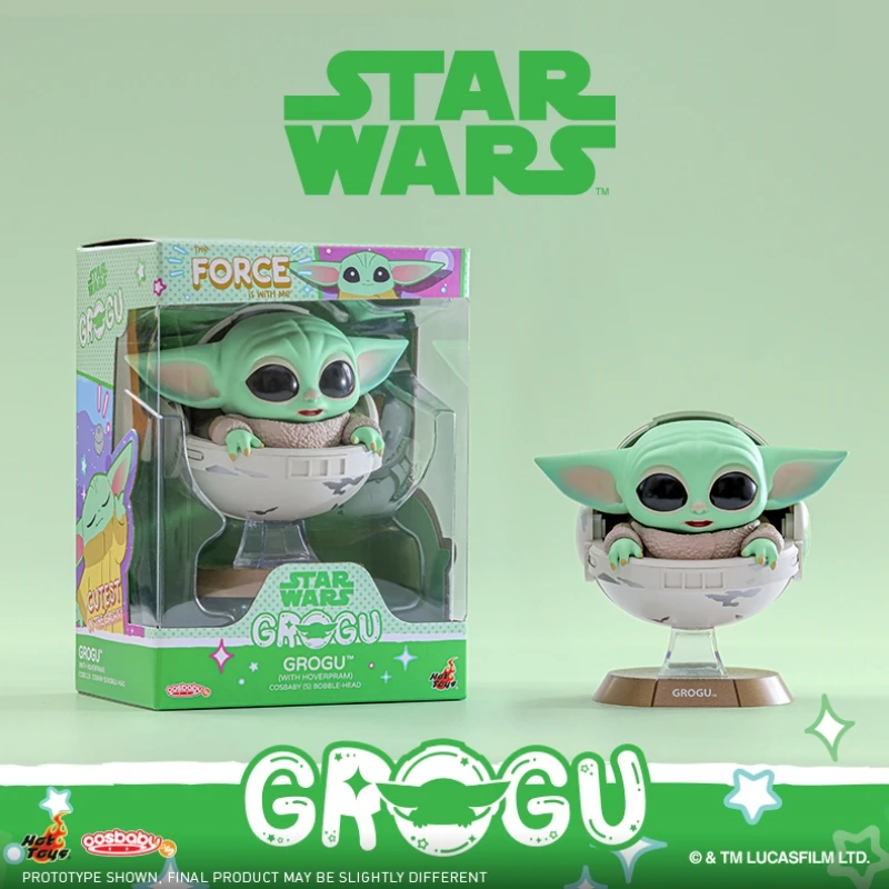 Autêntico brinquedos quentes star wars grogu com hoverpram cosbaby bobble-head figura presentes de natal colecionáveis exclusivos