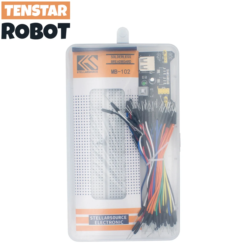 3.3V/5V MB102 Breadboard Power Nodule+MB-102 830 Points Solderless Prototype Bread Board Kit +65 Flexible Jumper Wires