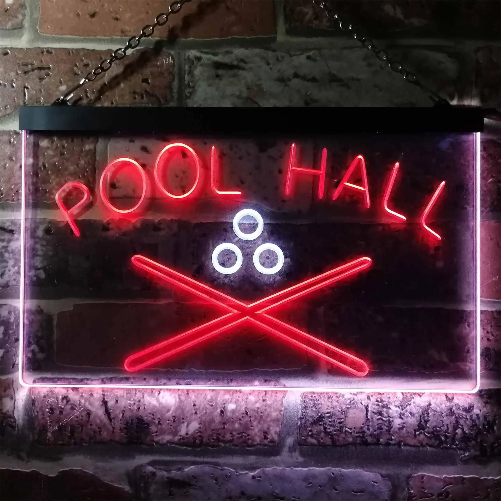 Pool Hall Snooker Room Dual Color Led Neon Sign st6-i0589
