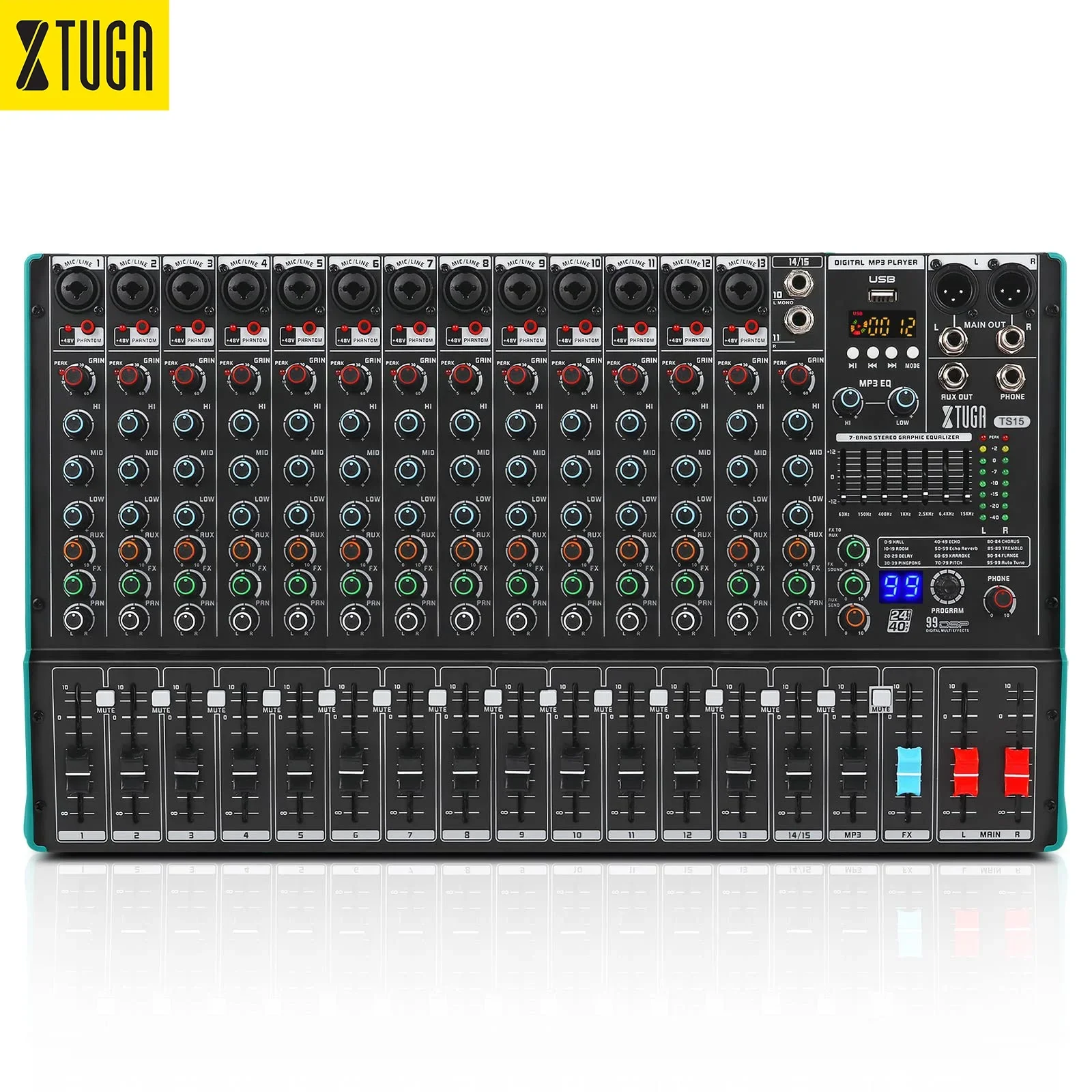 TS15 New Arrivals sound mixer updated 15 channel series blue tooth function audio mixer console